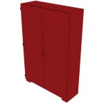 Cranberry Red Color Museum Cabinet Shelves