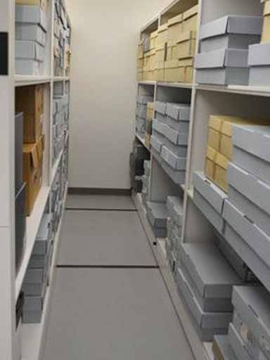 museum archival boxes, storage on mobile system