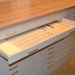 history papers in flat file cabinet