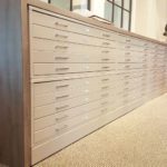 medium wood laminate top and side panel flat file cabinet for museum